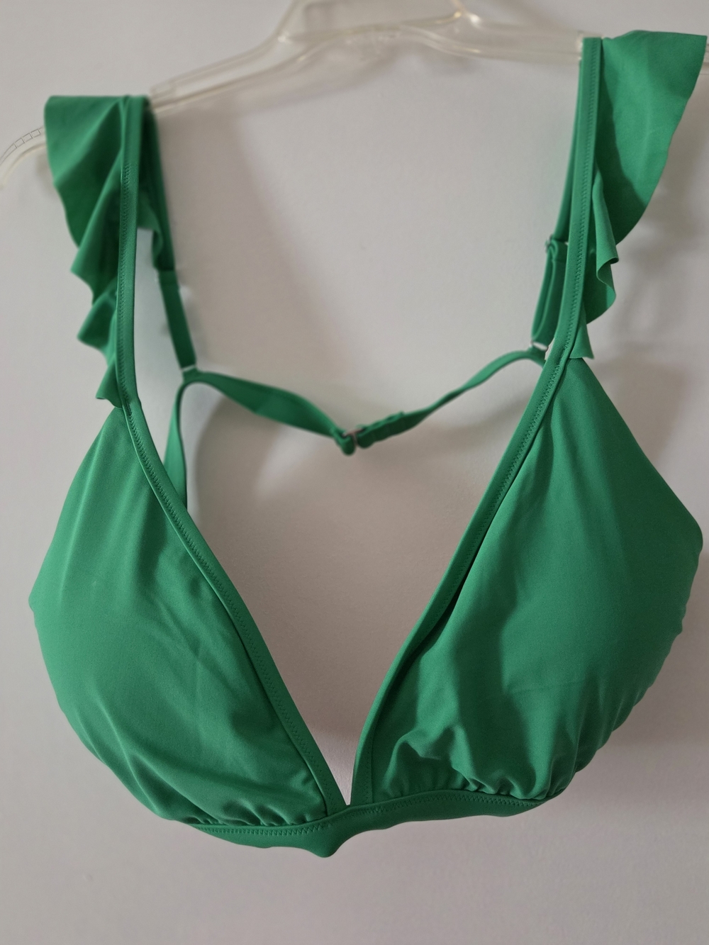 J.Crew 3x Green Ruffled Strap Triangle Bikini Top